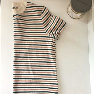 Madewell Stripped T-Shirt  Size: Small  Color: Cream/Evergreen/Peach Stripes